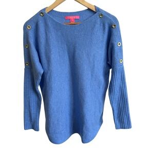 Lilly Pulitzer Blue Arna Long Sleeve Sweater Womens Size XS Gold Buttons